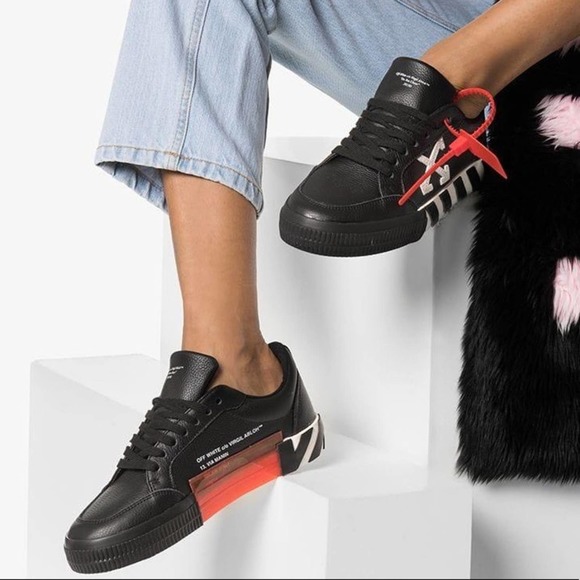 Off-White Shoes - {Off-White} Leather Arrow Low Top Vulcanized Sneakers, Size 36